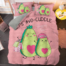 Funny And Happy Avocado In Dancing Bedding Set Cartoon Cute Kids Teen Duvet Cover Sets Single Full Queen King Size Bedclothes 2024 - buy cheap