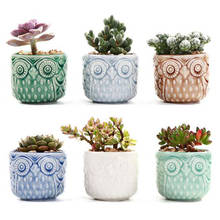 Kiln Flow Glaze Breathable Pot Small Vase for Desktop Ornaments Ceramic Thumb Flowerpot Owl Succulent Plant Pot Home Decor 2024 - buy cheap