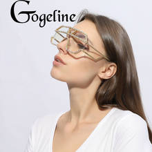 Цельные линзы, стразы, солнцезащитные очки для женщин, большие квадратные солнцезащитные очки, фирменный дизайн, UV400, Непродуваемые металлические цветные оттенки 2024 - купить недорого