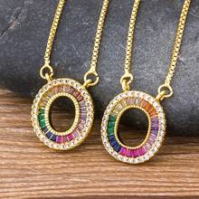 Gargantilha com corrente longa, gargantilha colorida de zircônia de cobre com pingente oval micro empedrado, joias para presente de casamento e festa 2024 - compre barato