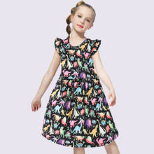 Новинка 2020 года; платье принцессы с принтом динозавра для девочек; детская одежда с рукавами «летучая мышь»; детское Плиссированное вечерние платье; Vestido 2024 - купить недорого