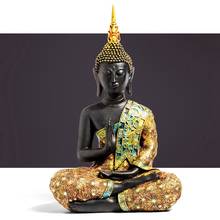 Статуя Будды, искусственная скульптура, зеленая смола, ручная работа, буддизм, индуистская фигурка фэншуй, домашний декор для медитации 2024 - купить недорого