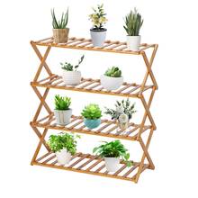 Suporte para flores de bambu 100%, rack em estoque com 4 camadas, varanda, estrutura de planta, escritório, sala de estar, decoração de jardim natural [estoque nos eua] 2024 - compre barato