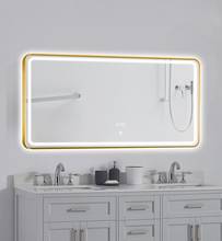 600*800mm LED Intelligent bathroom mirror Gold HD mirror waterproof Time temperature display Brightness adjustable 3 color light 2024 - buy cheap