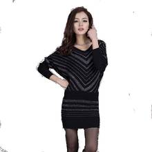 2017 Winter Fashion Women Christmas Sweater Female Long Batwing Sleeve stripe Patchwork Pullover Loose Sweaters Pull Femme 2024 - buy cheap