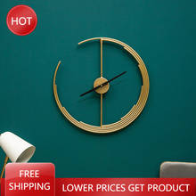 Nordic Wall Clock Modern Design Luxury Art Metal Gold European Silent Wrought Iron Bedroom Watch Reloj De Pared Home Decoration 2024 - buy cheap