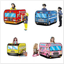 Jogo casa jogar tenda caminhão de bombeiros polícia ônibus carro dobrável ao ar livre crianças pop up brinquedo playhouse pano crianças brinquedo modelo casa ônibus 2024 - compre barato