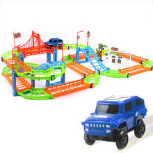 74 шт. 3D двухслойная спиральная гусеница, американские горки, игрушечный Электрический Железнодорожный автомобиль для ребенка, подарок для детей 2024 - купить недорого