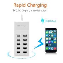 10 Ports USB Charger Station Splitter 60W Mobile Phone Charger HUB Smart IC Charge Universal For IPhone Ipad Samsung MP3 Tablet 2024 - buy cheap