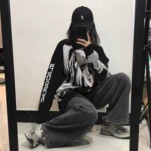 National Tide Graffiti Two-dimensional Animation Pullover Men Women Couple Loose T-shirt Long Sleeve Oversized Jacket 50% Cotton 2024 - buy cheap