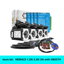 Piezas CNC de 4 ejes Nema23, Motor de bucle cerrado, 1.2N, 2.2N, 3N, sistema de bucle cerrado con freno + servoaccionamiento, placa HBS57H + MACH3 2024 - compra barato