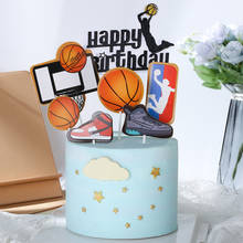 Topo de cupcake para futebol e basquete, tema esportivo, para meninos, decorações de bolo de festa de aniversário, 1 conjunto 2024 - compre barato