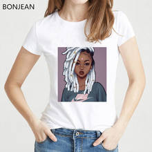 Camiseta con estampado de Melanin Poppin para mujer, ropa de verano, harajuku, tumblr, de talla grande 2024 - compra barato