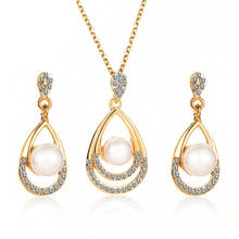 Fashion Pearl Jewelry Set Temperament Droplet Necklace Earrings Two-piece Personality Elegant Bridal Jewelry 2024 - buy cheap