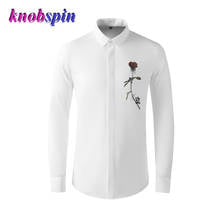 2021 Flower Printed Shirt Men High Quality Ice Silk Material Long sleeve Slim Business male Dress shirts Casual Chemise homme 2024 - buy cheap