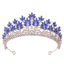 Diadema de corona de oro de cristal de hoja barroca para Tiara de perlas de novia diademas de boda coronas de joyería accesorios Tiaras ML861 2024 - compra barato