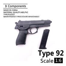 Escala 4d tipo 92, pistola preta modelo soldado, acessório, anexo de arma, modelo simples de 12 ", figura de ação coleção diy 2024 - compre barato
