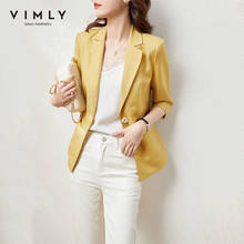 Vimly 2021 Spring Women Blazers Fashion Notched Solid Single Button Elegant Jackets Office Lady Suit Female Overcoat F6666 2024 - buy cheap