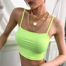 Top green feminino verde neon, blusa casual cropped de verão sexy para mulheres 2024 - compre barato