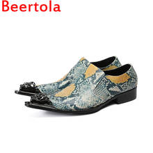 Sapato masculino de couro legítimo, mais novo sapato social masculino de metal com ponta baixa, estilo oxford em cores mistas 2024 - compre barato
