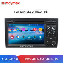 Sistema multimídia automotivo, reprodutor com tela hd, 4 gb de ram, 128 gb de rom, android 10, rádio, navegação gps, som estéreo dsp, para audi a4, s4, b6, b7, 2002-2008 2024 - compre barato