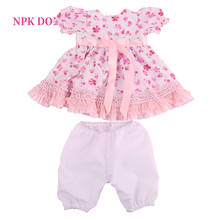 Ropa de muñeca Reborn de 0 a 3 meses, vestido de niña rosa, naranja, cuerda de algodón suave, muñecas de 22 pulgadas, regalo de Navidad, falda de verano, NPKDOLL 2024 - compra barato