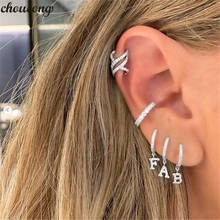 Fashion Gold silver color clear cz 26 Initial charm circle dangle drop earring name letter Alphabet earrings 1pcs 2024 - buy cheap