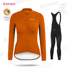 Conjunto de Ropa de Ciclismo para mujer, Jersey de manga larga de lana térmica, Ropa deportiva de invierno para Ciclismo, 2020 2024 - compra barato