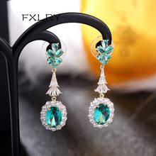 FXLRY elegant ice cracked green earrings retro micro-set zircon earrings for women wedding gift 2024 - buy cheap