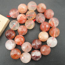 APDGG Natural 14mm Lepidocrocite Faceted Round White Red Beads 15" Strand 2024 - buy cheap