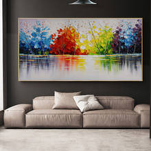 3d pintura abstrata pintados à mão pinturas a óleo árvores lago sobre tela moda moderna arte da parede para sala de estar decoração fotos 2024 - compre barato