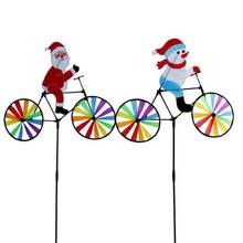 1 шт. 3D большой Снеговик Санта Клаус на велосипеде ветряная мельница ветряная вертушка Вихрь дворовый садовый Декор Рождественский подарок 2024 - купить недорого