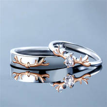 Кольца с оленями для женщин и мужчин, ювелирные изделия для пар, обручальные кольца с кристаллами, модное женское кольцо из розового золота, простые классические подарки 2024 - купить недорого