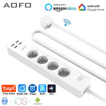 Wifi Smart Power Strip 4 EU Outlets Plug with 4 USBCharging Port Timing App Voice Control Work with Alexa Google Home Assistant 2024 - купить недорого