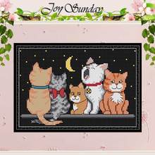 Cinco gatitos con patrones de dibujos animados, 11CT, 14CT, conjuntos de punto de cruz, Kits de punto de cruz chino, bordado, costura, decoración del hogar 2024 - compra barato