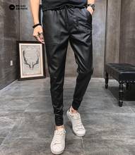 Spring summer leather pants mens feet pants fashion motorcycle pu trousers for men personality pantalon homme black 2024 - buy cheap