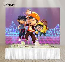 PHOTURT Boboiboy Backdrop Kids Birthday Party Background Purple Light Stripes Vinyl Banner Photography Studios Props 2024 - buy cheap