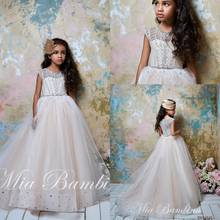 Luxury Crystal Flower Girl Dresses Jewel Neck Lace Appliques Beaded Girls Pageant Dress Cap Sleeve Kids Birthday Party Gowns 2024 - buy cheap