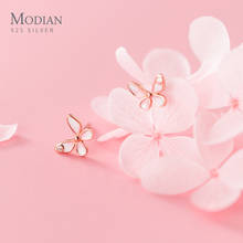 Modian High Quality 925 Sterling Silver Enamel Sweet Cute Dancing Butterfly Stud Earrings for Women Tiny Ear Pin Fine Jewelry 2024 - buy cheap