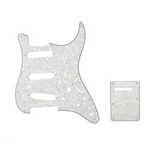 Musiclily SSS 11 Hole Strat Guitar Pickguard and BackPlate Set for Fender USA/Mexican Standard Stratocaster,4Ply Parchment Pearl 2024 - buy cheap