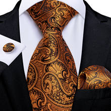 Gravata marrom de caxemira dourada masculina, 8cm, moda masculina, formal, gravata, luxo, festa de casamento, conjunto de abotoaduras, presente dibangu 2024 - compre barato