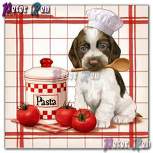 Diamond drawing Puppy making italian tomato noodles Square Round Painting Diy Mosaic cross stitch Kitchen living room decoration 2024 - buy cheap