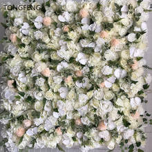 Tongfeng corredor branco artificial seda rosa peônia 3d, painéis de parede flores, decoração para festa de casamento, fundo 8 tamanhos 2024 - compre barato