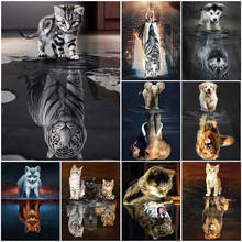 5d pintura diamante gato quadrado completo bordado, animais refletores de strass mosaico para decoração da casa dill 2024 - compre barato