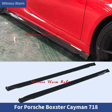 Side Lip Splitters For Porsche Boxster 718 Cayman 718 Carbon Fiber Side Skirt apron GT4 Style 2016 2017 2018 2019 2024 - buy cheap