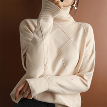 Jersey de lana de punto para mujer, Jersey grueso de talla grande a la moda, jersey de cuello alto, otoño e invierno, 2020 2024 - compra barato