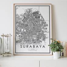 SURABAYA city map Nordic Living Room Decoration Canvas Poster Modern Home Decor Art Print Painting 2024 - buy cheap