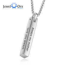 JewelOra Stainless Steel Personalized Engraving 4 Sides Pendant Necklaces for Women Customized Name Bar Necklace Gifts for Wife 2024 - buy cheap