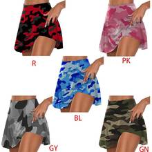 ECTIC 2021 Ladies Plus size S-5XL High Waist Sexy Charming 2 In 1 Sports Skirt Pants Camouflage Pleated Golf Skirt With Shorts 2024 - buy cheap