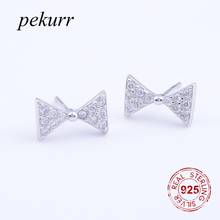 Pekurr-pendientes de plata de ley 925 para mujer, con lazo de mariposa grande, accesorios de circonita, joyería elegante 2024 - compra barato
